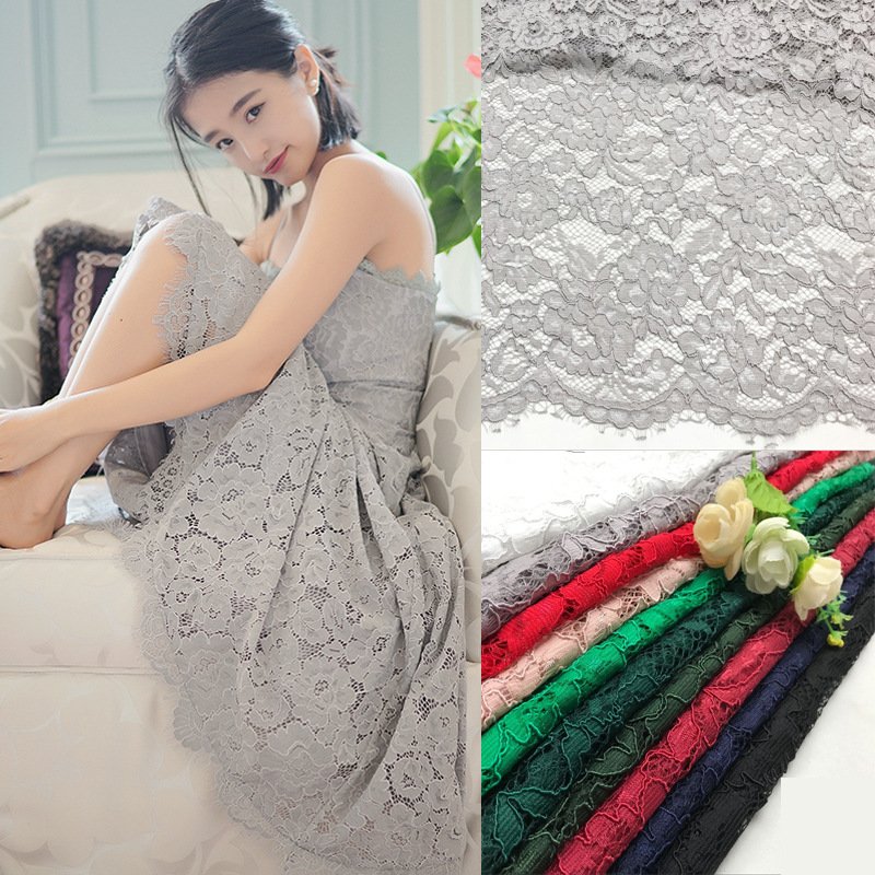 Lace Fabric Scallop Edge Placement Floral for Women's Wear Wholesale S 15